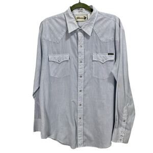 Vintage 70s Roebucks Western Striped Pearl-Snap Button Long Sleeve Shirt